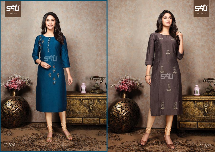 Glamour Vol-2 Chinon Silk Designer Kurtis Collection Glamour Vol-2 Chinon Silk Designer Kurtis Collection